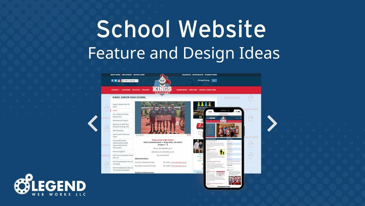 School website designs on desktop and mobile phone